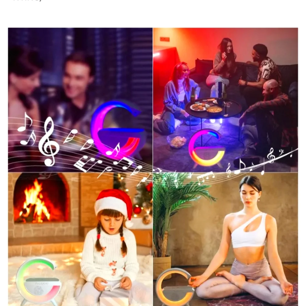 Desk Versatile Lit Lamp with Wireless Charger, Mood Lighting with Bluetooth